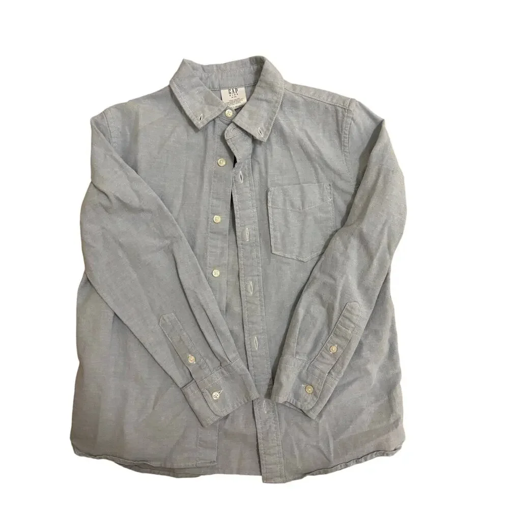 Gap Kids Oxford Button Down Shirt Blue Long Sleeve Cotton Boys Size M 8